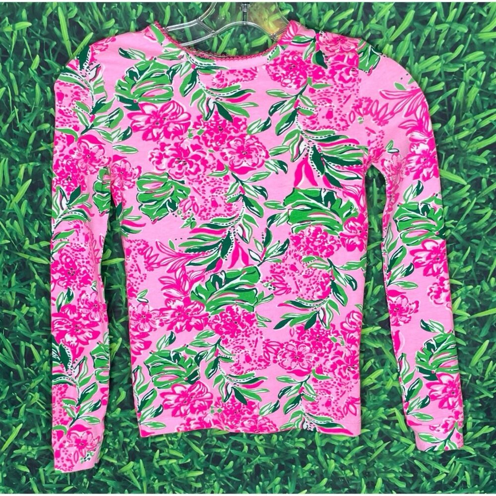 NWT Lilly Pulitzer Sammy Pajama Long Sleeve Top Shirt Girls 10 Conch Shell Pink